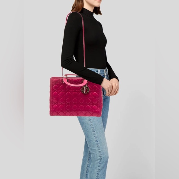 Dior Pink Cannage Leather Large Lady Dior Tote - Picture 15 of 15